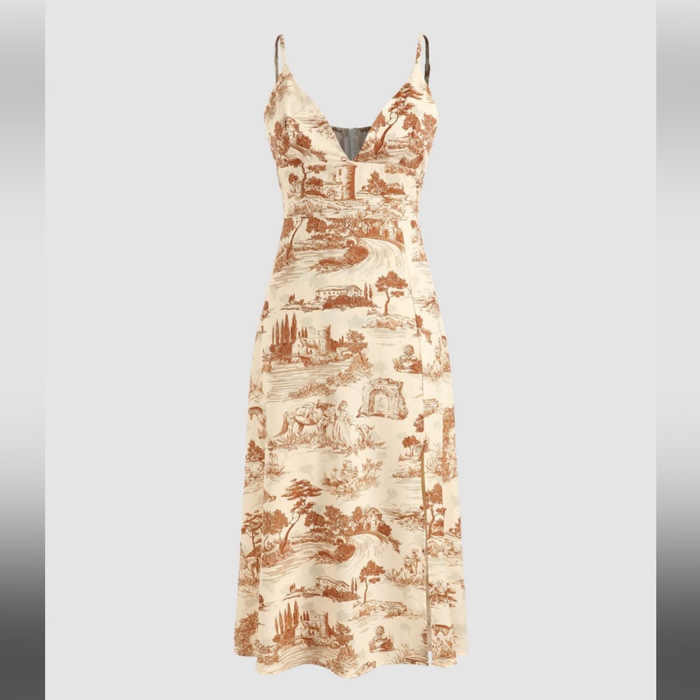 NWT Cider Toile Print Dress with Slit